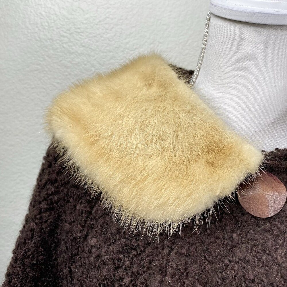 Fisher's Lincoln Park Coat Brown Sz M/L Fur Collar 3/4 Sleeves Union Outlander - Picture 10 of 15